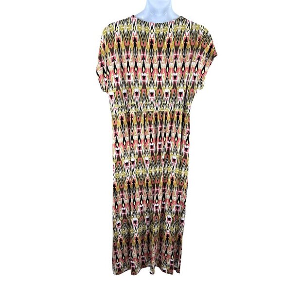 J. Jill Womens XL Aztec Southwest Geometric Print Empire Waist V-Neck Maxi Dress - Picture 2 of 13